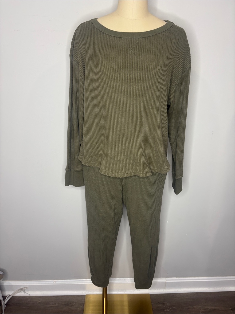 Olive Green Waffle Lounge Set Gap Small